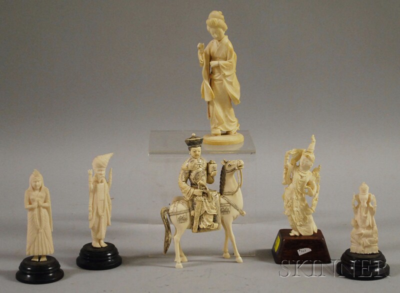 Appraisal: Six Asian Carved Ivory Figures including a geisha a man