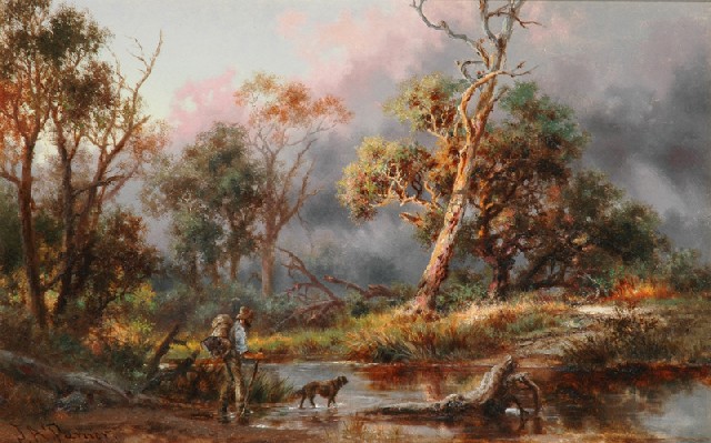 Appraisal: James Alfred Turner - Bush Fire oil on canvas signed