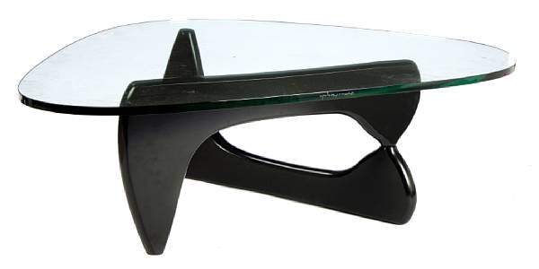 Appraisal: An Isamu Noguchi glass and ebonized IN- coffee table designed