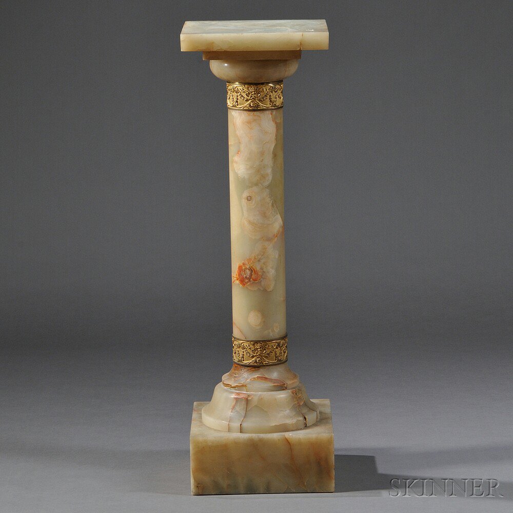 Appraisal: Bronze-mounted Onyx Pedestal th th century columnar with a square