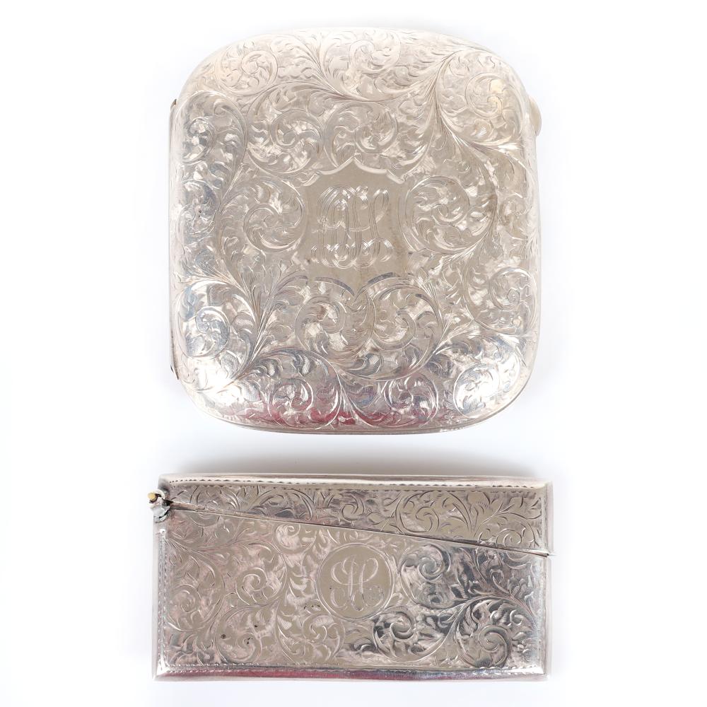 Appraisal: TWO MATCHING ENGLISH STERLING SILVER CASES BOTH WITH BIRMINGHAM HALLMARK