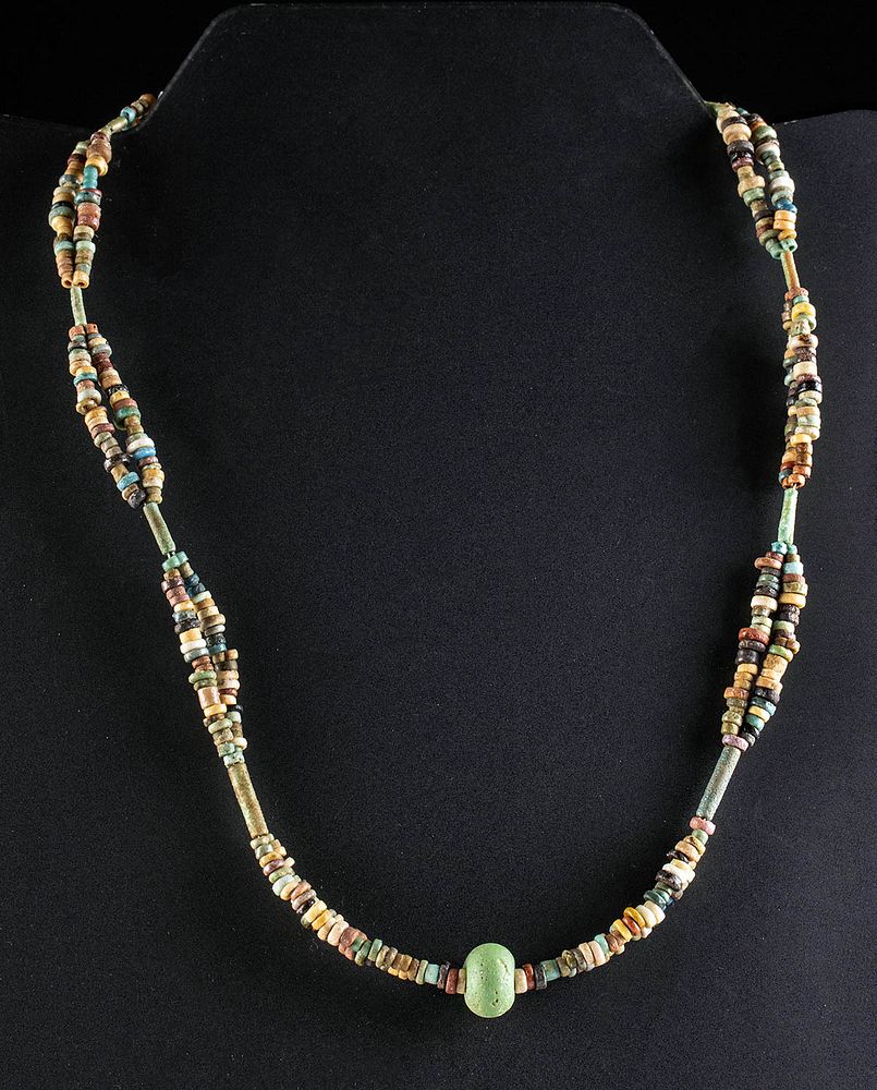 Appraisal: Egyptian Glazed Faience Bead Necklace First Time At Auction Ancient