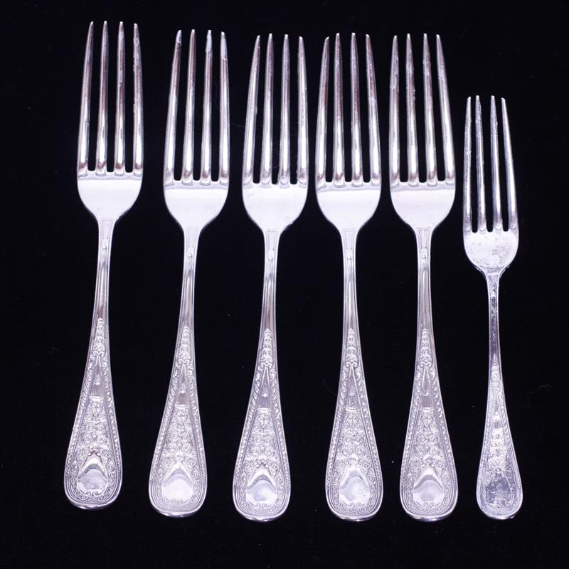 Appraisal: Six Gorham Hindostanee Sterling Silver Forks Troy Oz