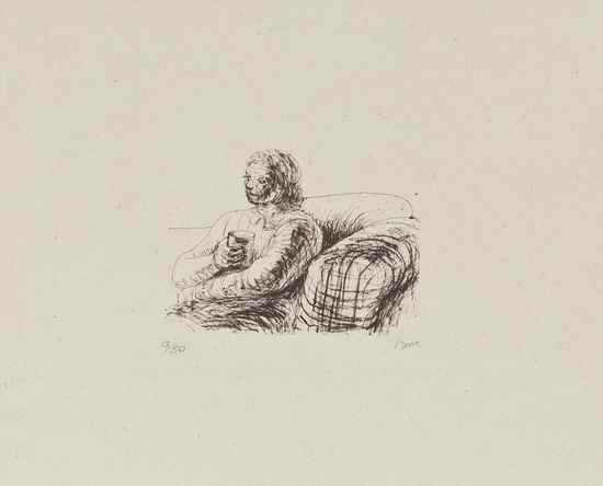 Appraisal: Henry Moore - Seated Figure Holding Glass C lithograph signed