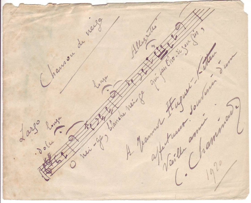 Appraisal: CHAMINADE C CILE Autograph Musical Quotation Signed and Inscribed To