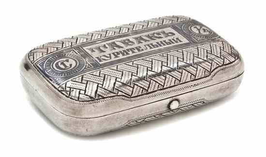 Appraisal: A Russian Niello Silver and Trompe L'oeil Decorated Cigarette Case