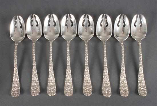 Appraisal: Eight American repousse sterling silver ice cream shells in the