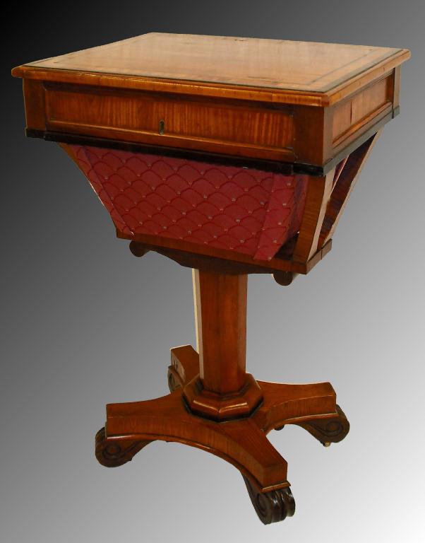 Appraisal: th century satinwood inlaid work table the rectangular crossbanded top