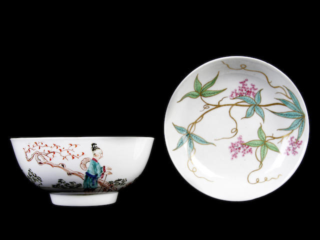 Appraisal: A rare Worcester saucer and a small bowl circa -