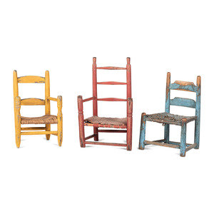 Appraisal: Three Paint Decorated Child's Chairs Late th Early th Century