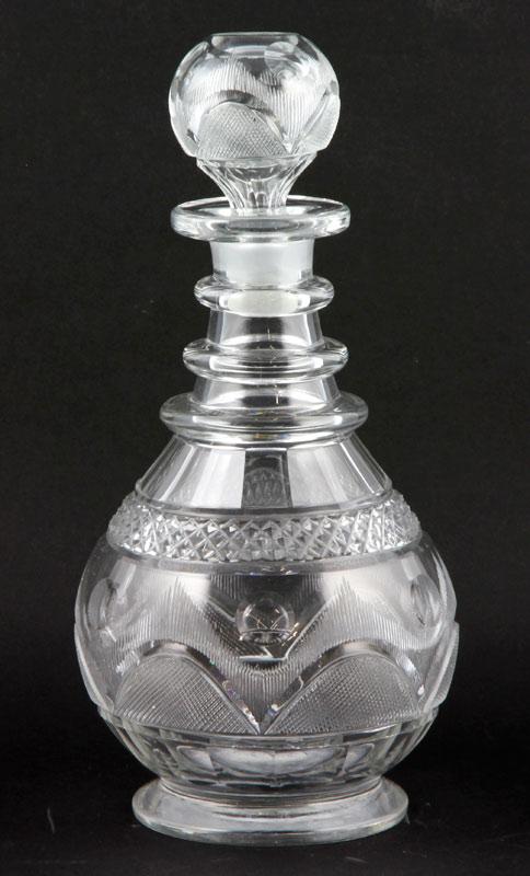 Appraisal: - Cut Glass Decanter Ring neck decanter cut glass h