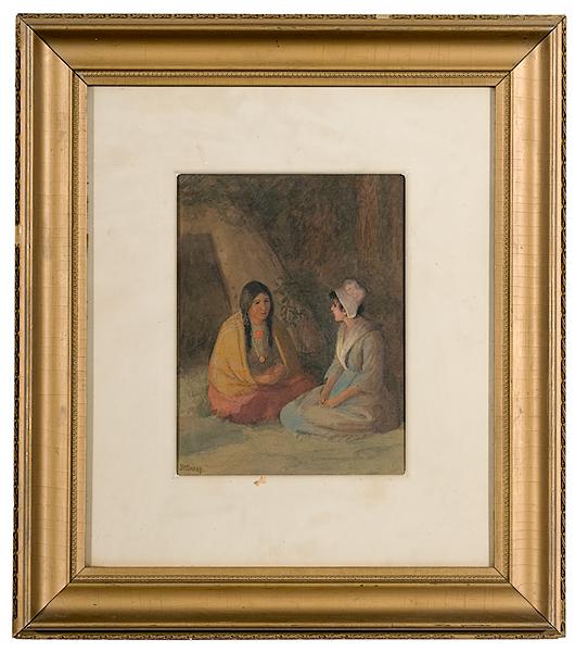 Appraisal: INDIAN GENRE SCENE BY JOSEPH HENRY SHARP WATERCOLOR ON PAPER