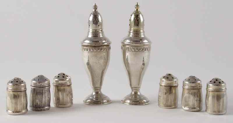 Appraisal: Group of Sterling Salt and Pepper Shakersincluding a weighted pair