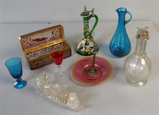 Appraisal: Selection of glassware to include a Bohemian green glass and