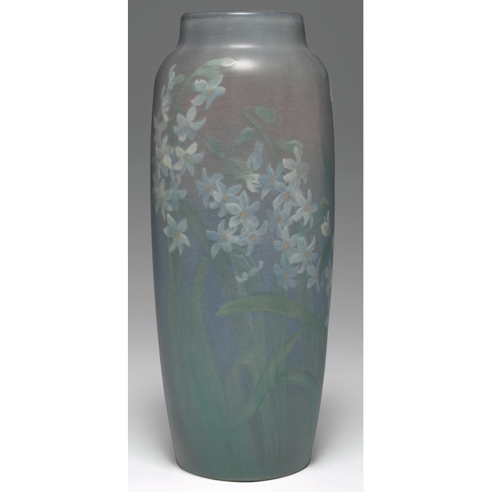 Appraisal: Large and nicely decorated Rookwood vase Vellum glaze with a