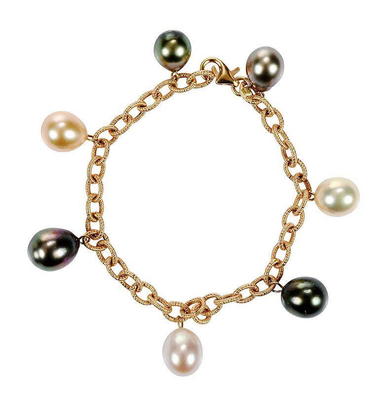 Appraisal: kt Pearl Bracelet seven colored slightly baroque pearls ranging from