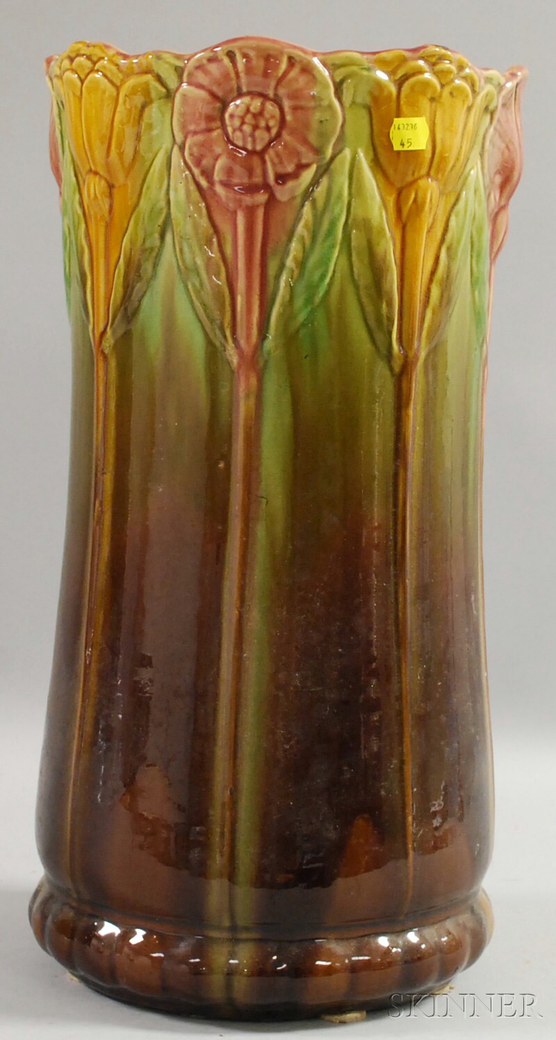 Appraisal: Ohio Art Pottery Majolica Glazed Umbrella Stand