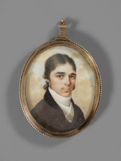 Appraisal: Fine and Rare French Oval Portrait Miniature fourth quarter th