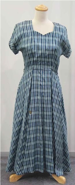 Appraisal: Afternoon dress in blue and navy checked rayon stains and