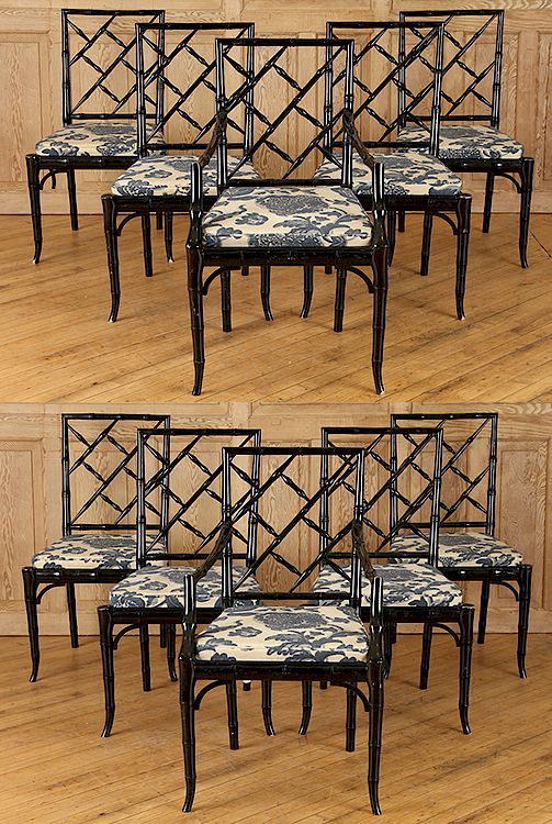 Appraisal: SET FAUX BAMBOO DINING CHAIRS ATTR TO JANSEN A set