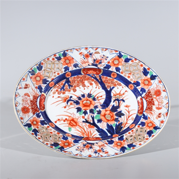 Appraisal: Chinese oval form Imari type porcelain dish with some open