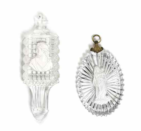 Appraisal: Two French Cut Glass and Sulphide Pendants the first of