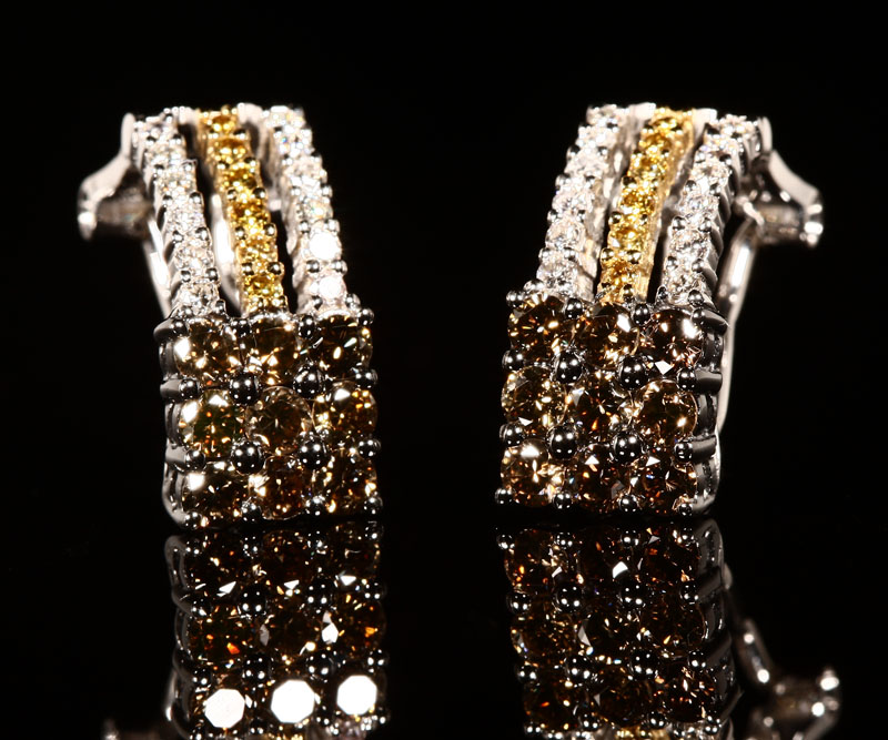 Appraisal: A pair of K white gold and diamond earrings Designed