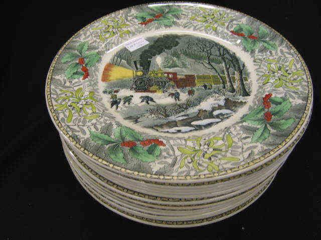 Appraisal: N Currier Set of Dinner Plates famous scenes made for