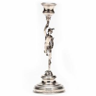 Appraisal: Continental Figural Silver Candlestick likely silver in the form of