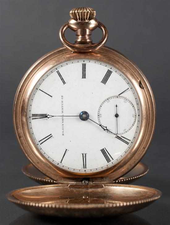 Appraisal: Elgin Natl Watch Co gold-filled hunting-case pocket watch movement marked