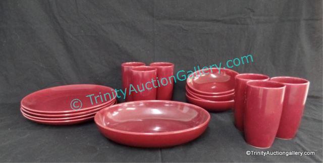 Appraisal: California Modern - Red Santa Anita Ware Pcs Retro Mid-Century