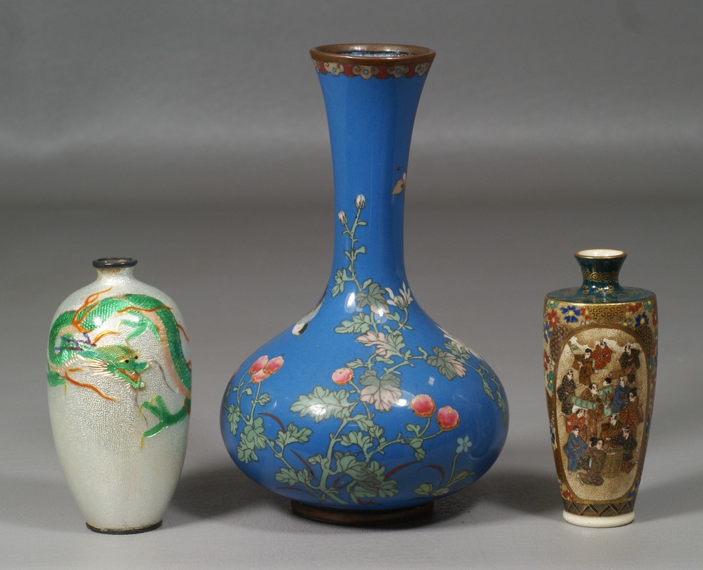 Appraisal: Japanese Vases to include a Cloisonn vase with birds -