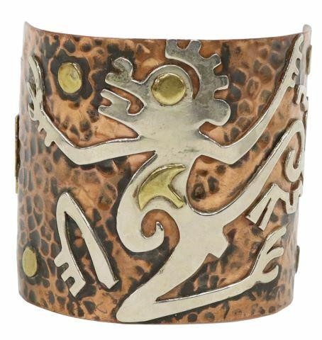 Appraisal: Modernist mixed metal cuff bracelet Mexico in the manner of