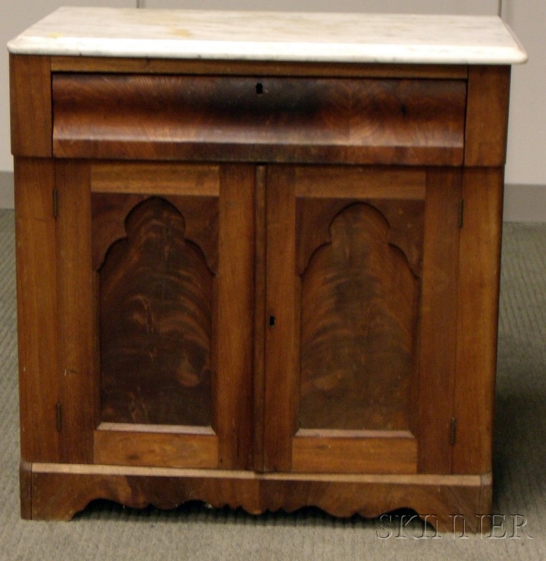 Appraisal: Empire White Marble-top Mahogany Veneer Commode