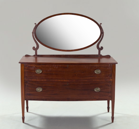 Appraisal: Edwardian Mahogany Dressing Table ca the oval mirror within a