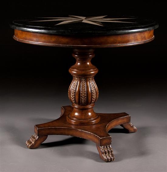 Appraisal: Regency style mahogany faux marble top center table th century