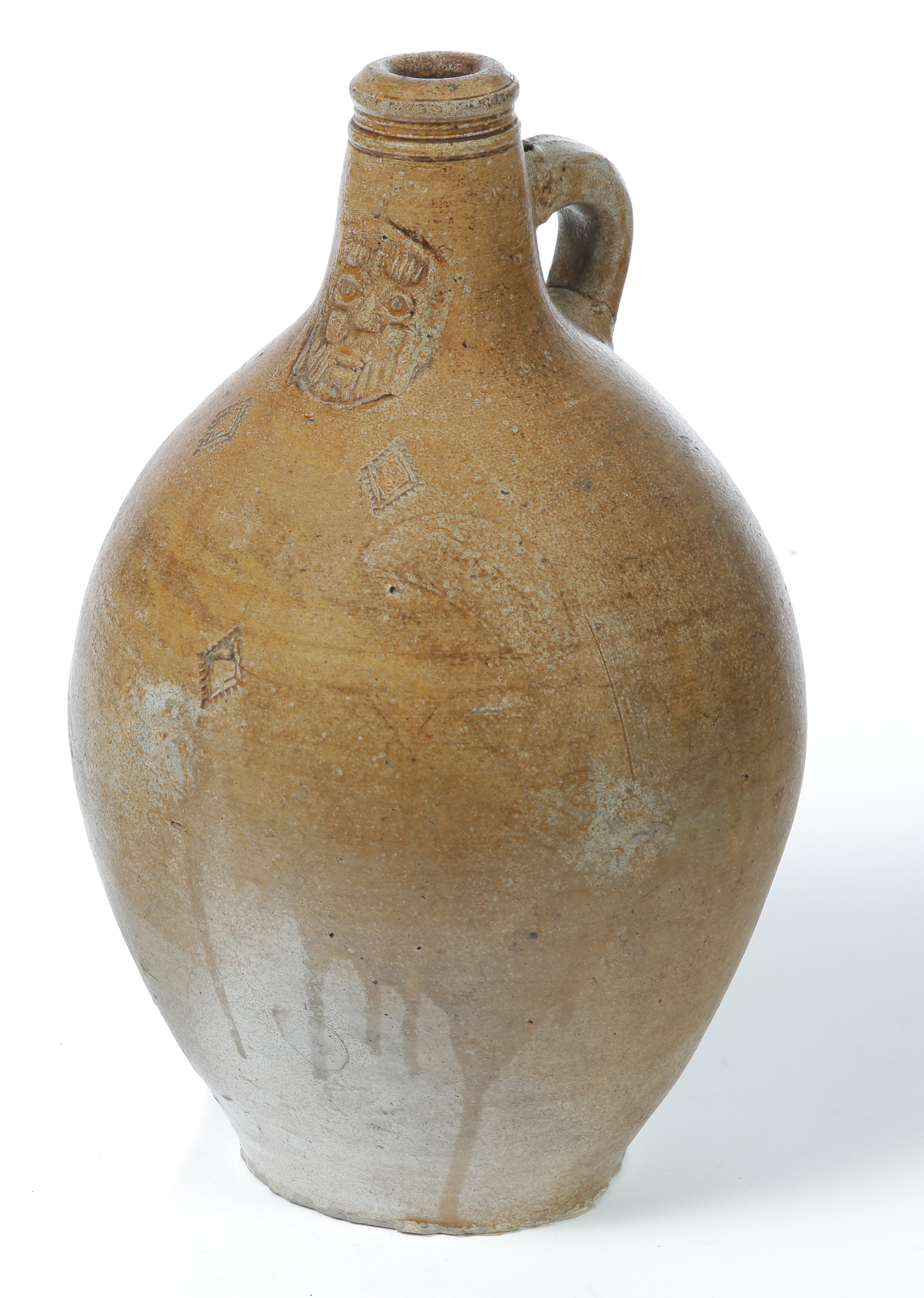 Appraisal: STONEWARE BELLARMINE JUG Germany attributed to th century Ovoid with