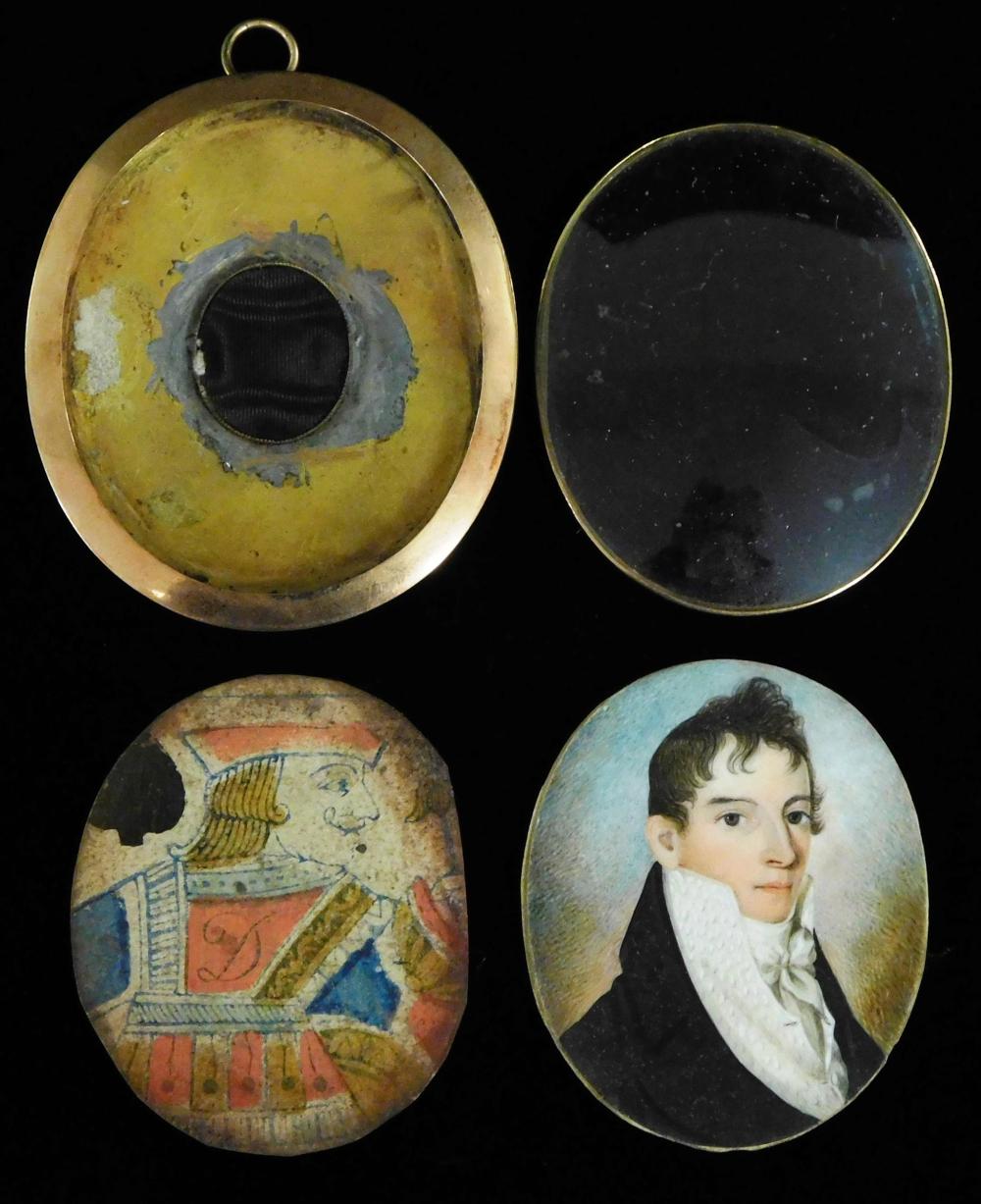 Appraisal: Miniature portrait of young man believed to be Joseph Edwin