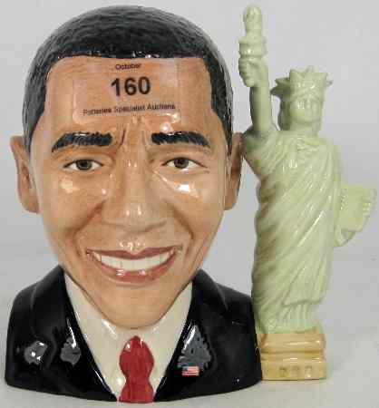 Appraisal: Bairstow Manor Large Character Jug Barack Oboma Limited Edition of