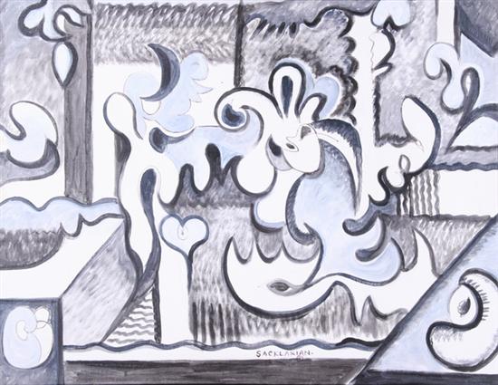 Appraisal: STEPHEN SACKLARIAN American - ABSTRACT IN SHADES OF GRAY signed