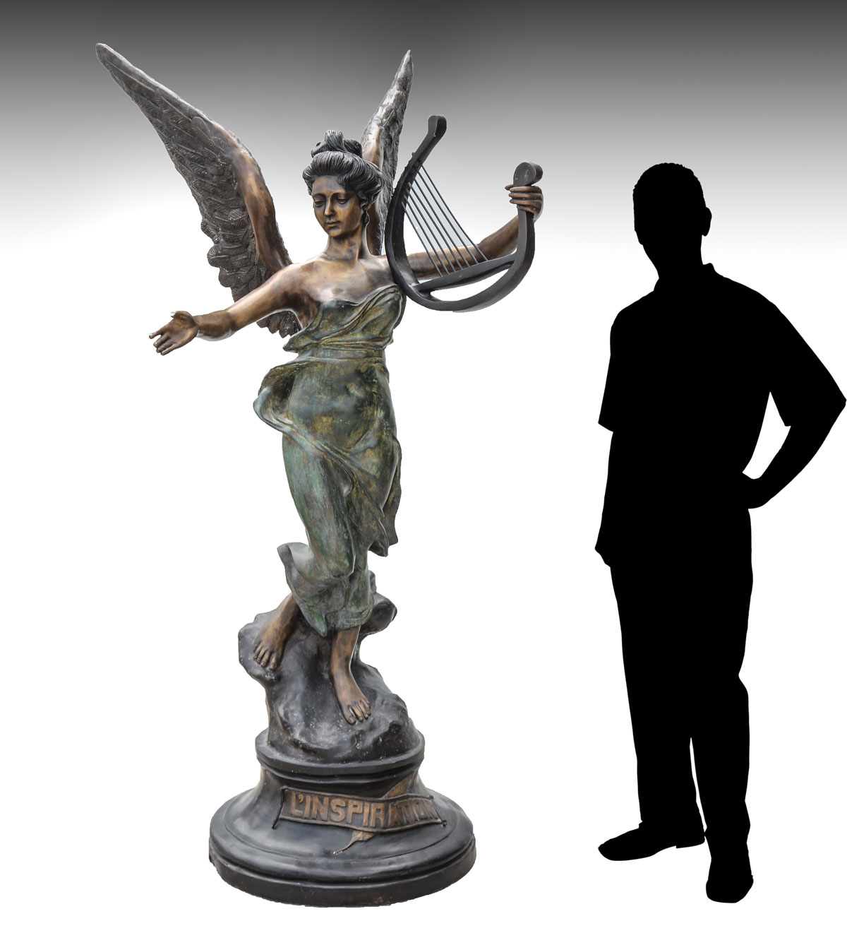 Appraisal: LIFE SIZE PATINATED BRONZE TITLED L'INSPIRATION AFTER THE ANTIQUE Approximately