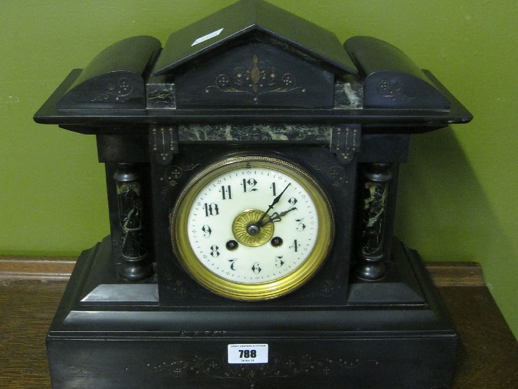 Appraisal: Victorian black slate mantle clock