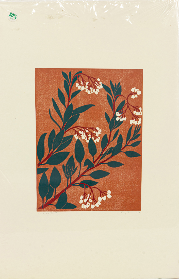 Appraisal: Henry Evans American - Manzanita linoleum block print pencil signed