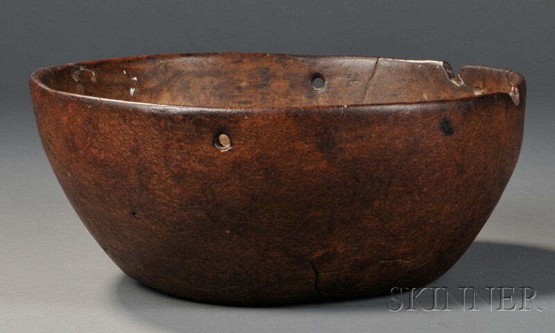 Appraisal: Burl Bowl America early th century deep round hand-hewn bowl