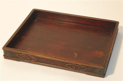 Appraisal: Chinese wooden document tray with three brushes qing dynasty Of