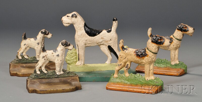 Appraisal: Two Pairs of Cast Iron Terrier Bookends and a Terrier