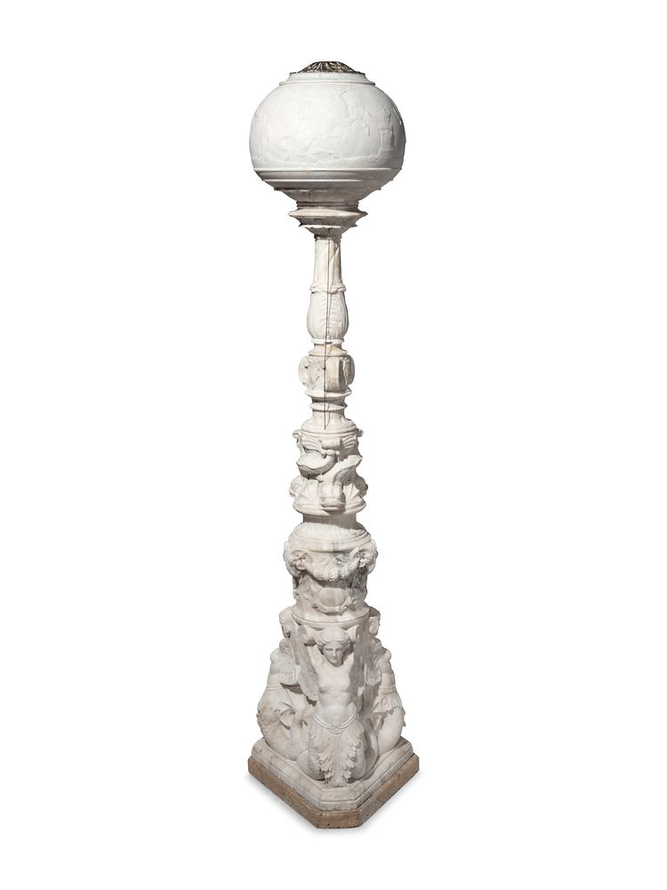 Appraisal: An Italian Carved Alabaster Floor Lamp An Italian Carved Alabaster