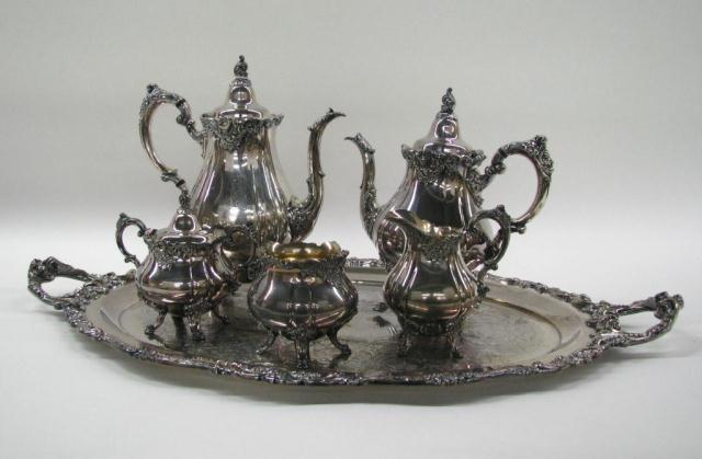 Appraisal: Vintage Six Piece Wallace Baroque Silver Plated Tea Set including