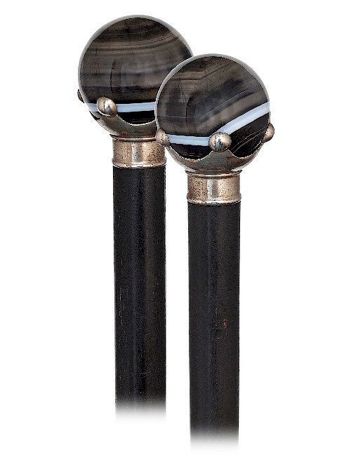 Appraisal: Hard Stone Dress Cane -Ca -Sardonyx ball knob with a