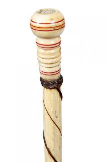 Appraisal: Nautical Whalebone Cane- Ca - A whale s tooth turned